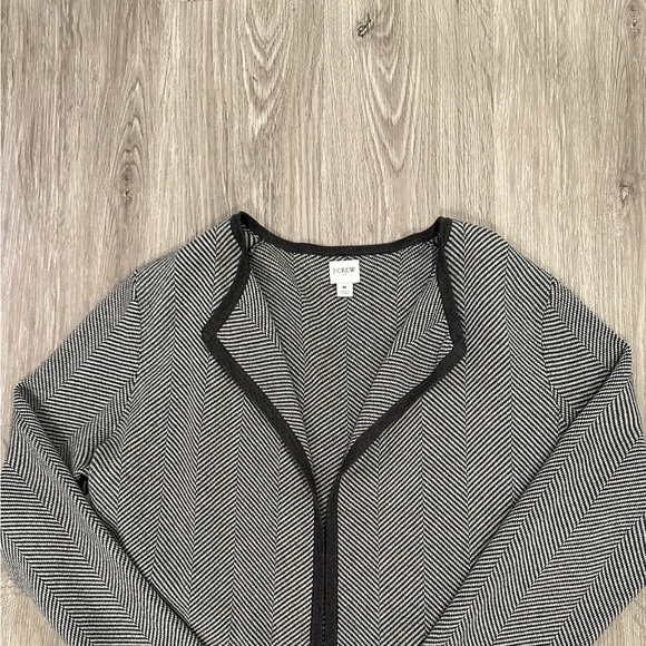 J. Crew Factory Vanessa Sweater Jacket Black and White Herringbone Open Cardigan - Picture 9 of 12